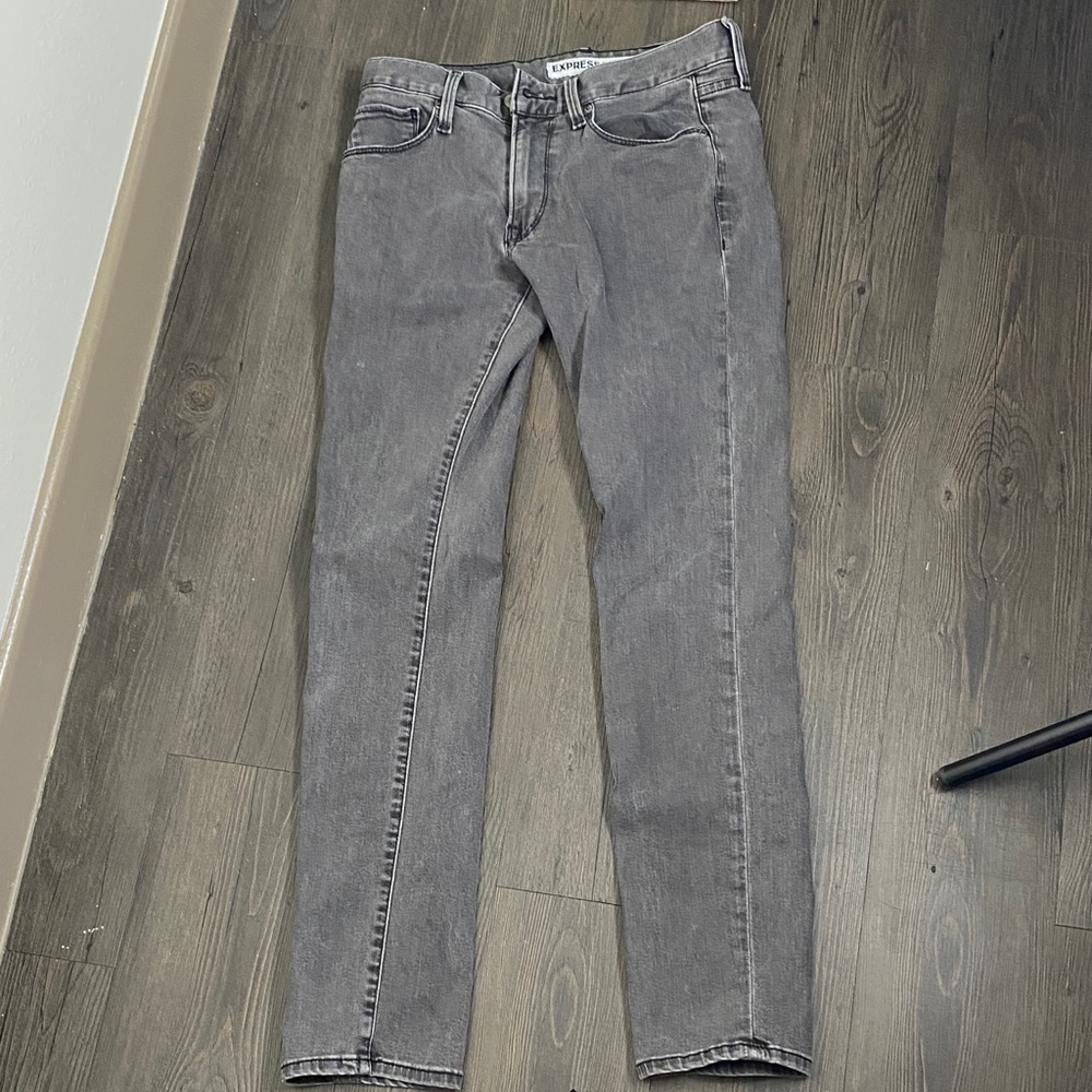 Dark grey express roco slim fit skinny leg denim jeans 28 x 32